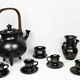 Jean Marais Tea Service, black ceramic 1980