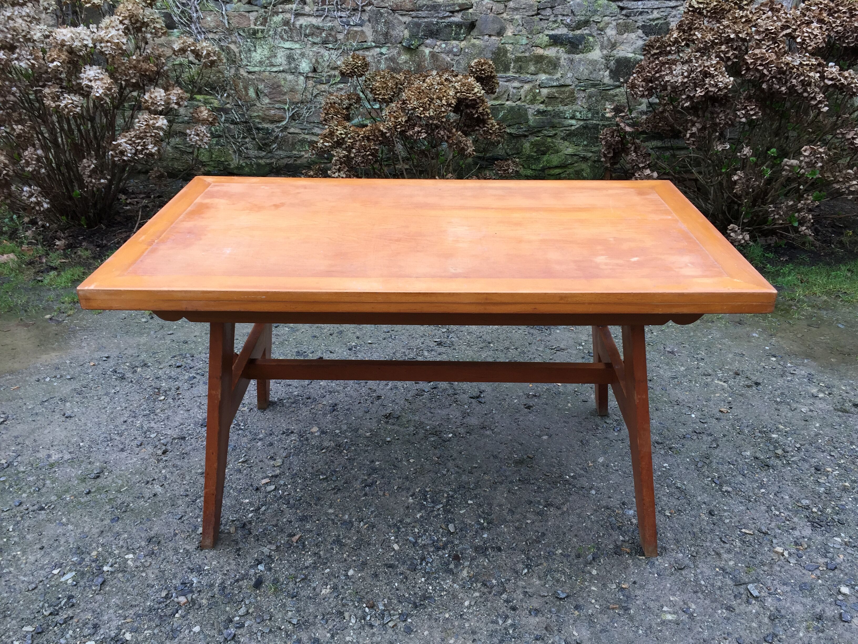 Vintage table René Gabriel in beech period reconstruction