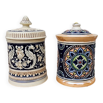 Set de 2 pots à tabac de comptoir anciens