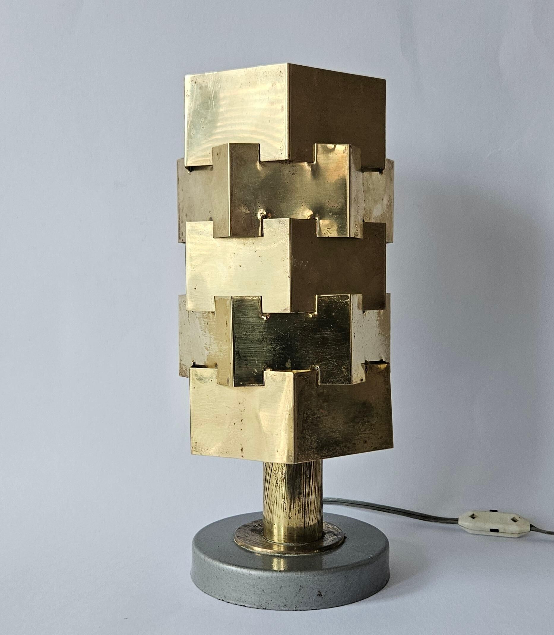 Rare Lubid Table Lamp in Brass from the Mid-Century, in the Style of Max Sauze, 1970s