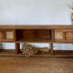 Vintage oak sideboard TV unit with raw finish and caning.