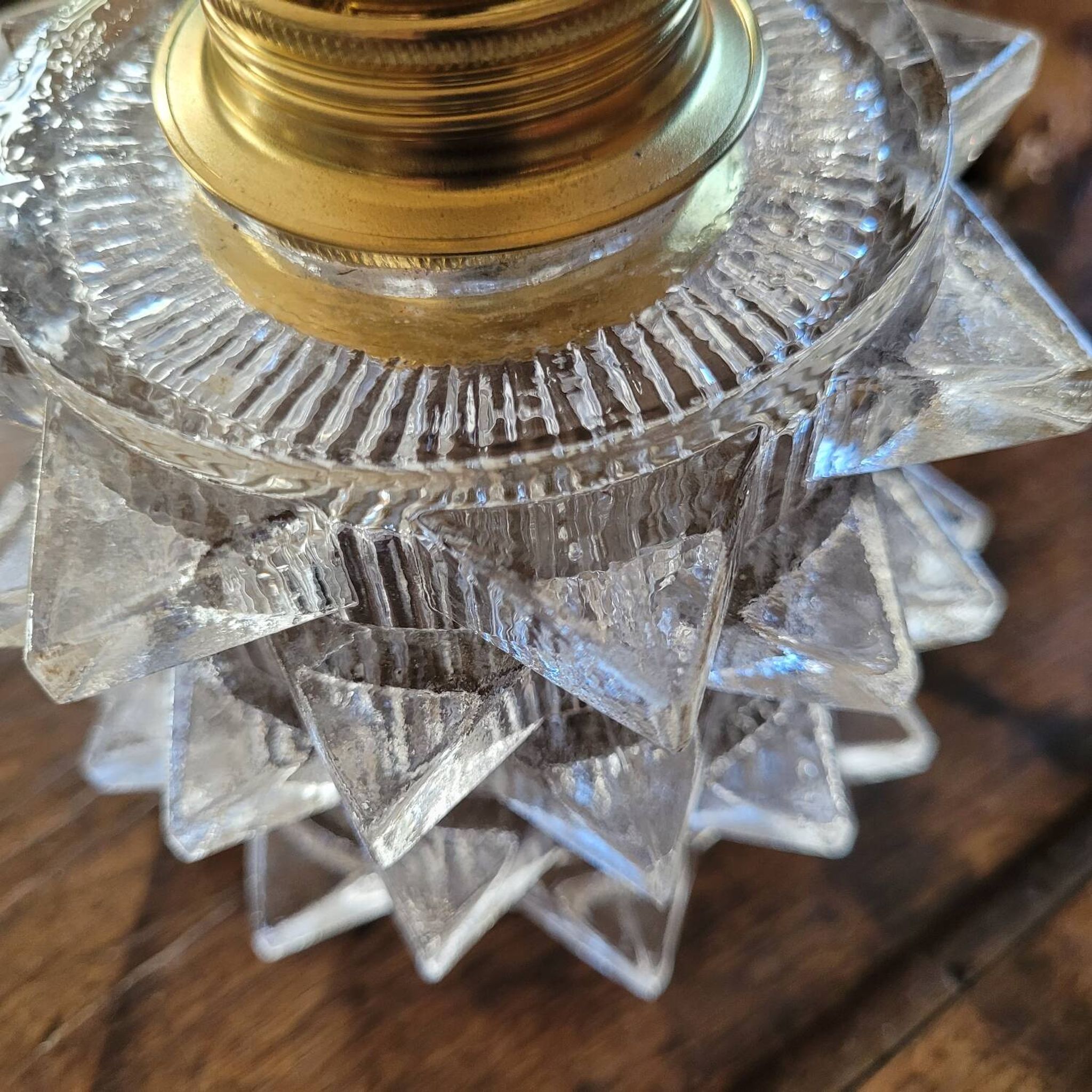 Geometric moulded glass lampshade from the 1960s.