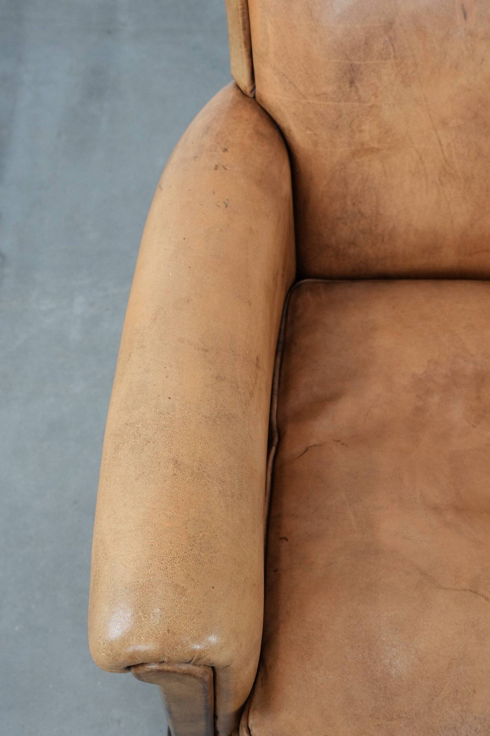 2 fauteuils vintage en cuir de mouton