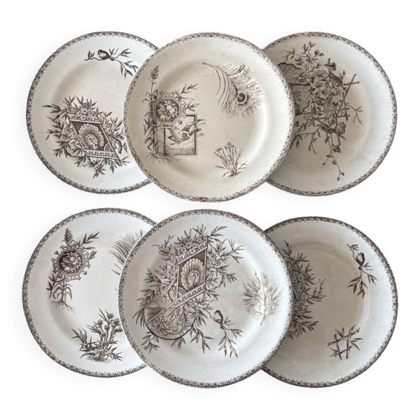 6 assiettes dessert terre de fer sépia Grand DépôtFaïences
