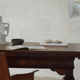 Extendable oak table with marquetry, Baroque, Danish cabinetmaker, 19th century.