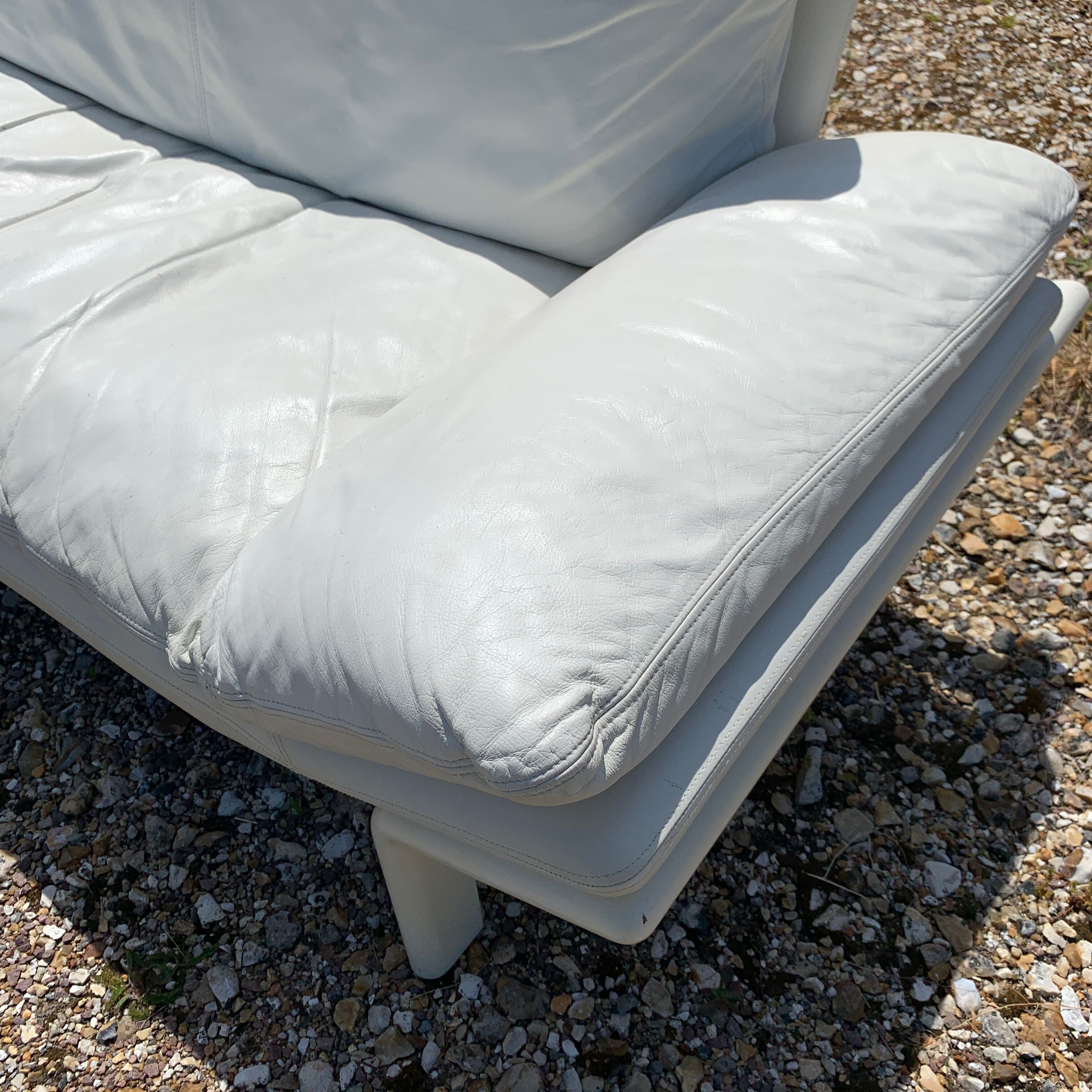 Danish Komfort white leather sofa