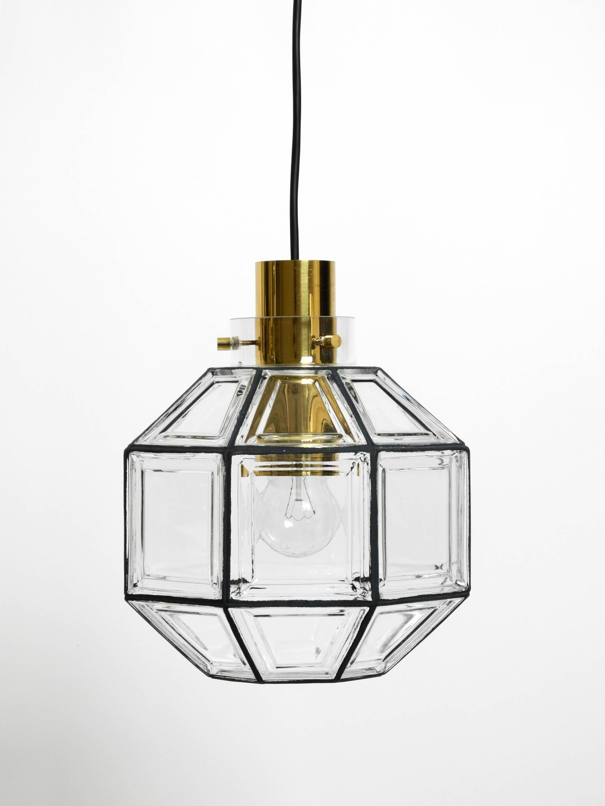 Beautiful rare original 60s  Limburg octagonal glass pendant lamp