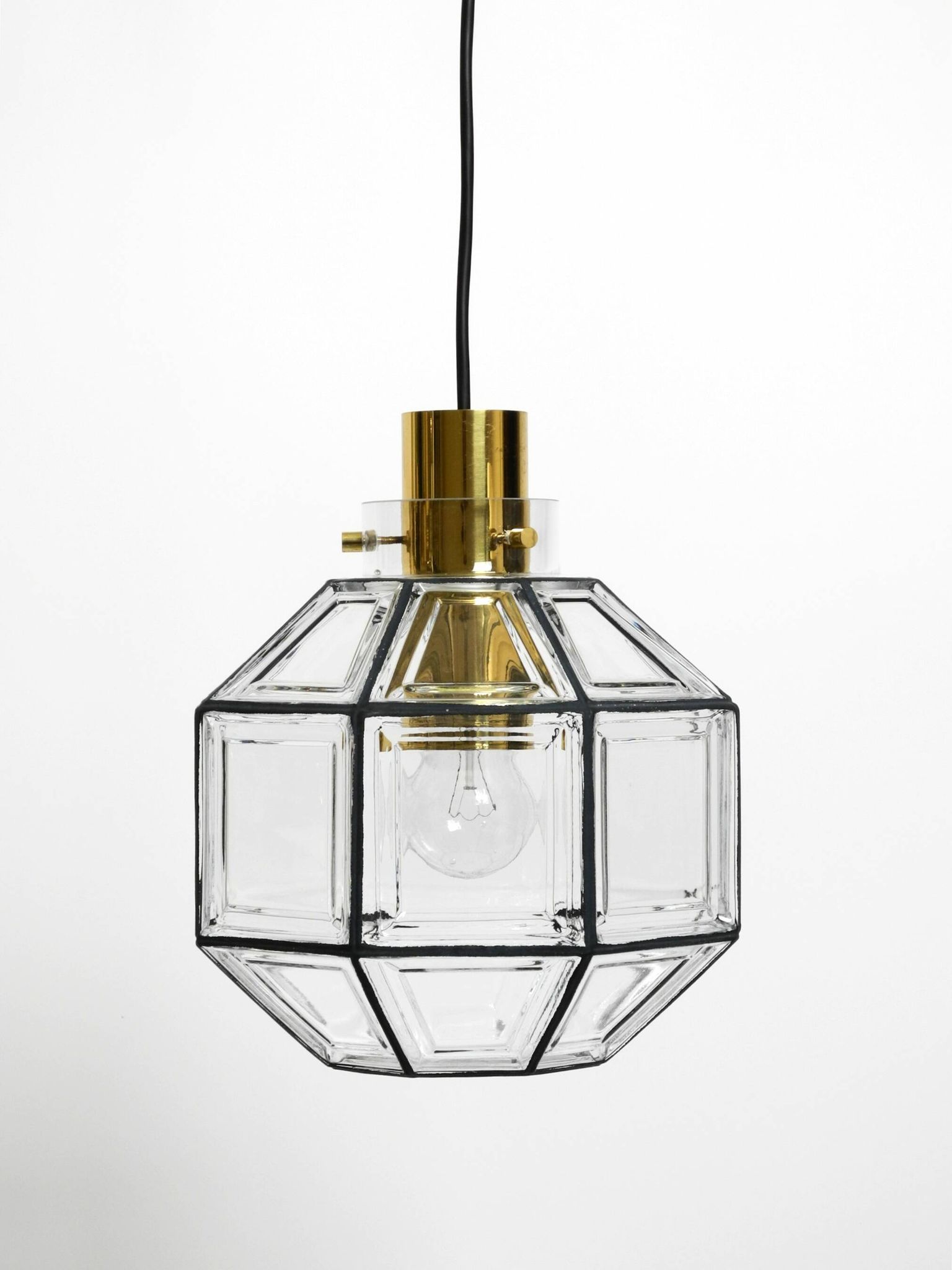 Beautiful rare original 60s  Limburg octagonal glass pendant lamp