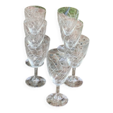 7 vintage crystal and chiseled glass wine glasses