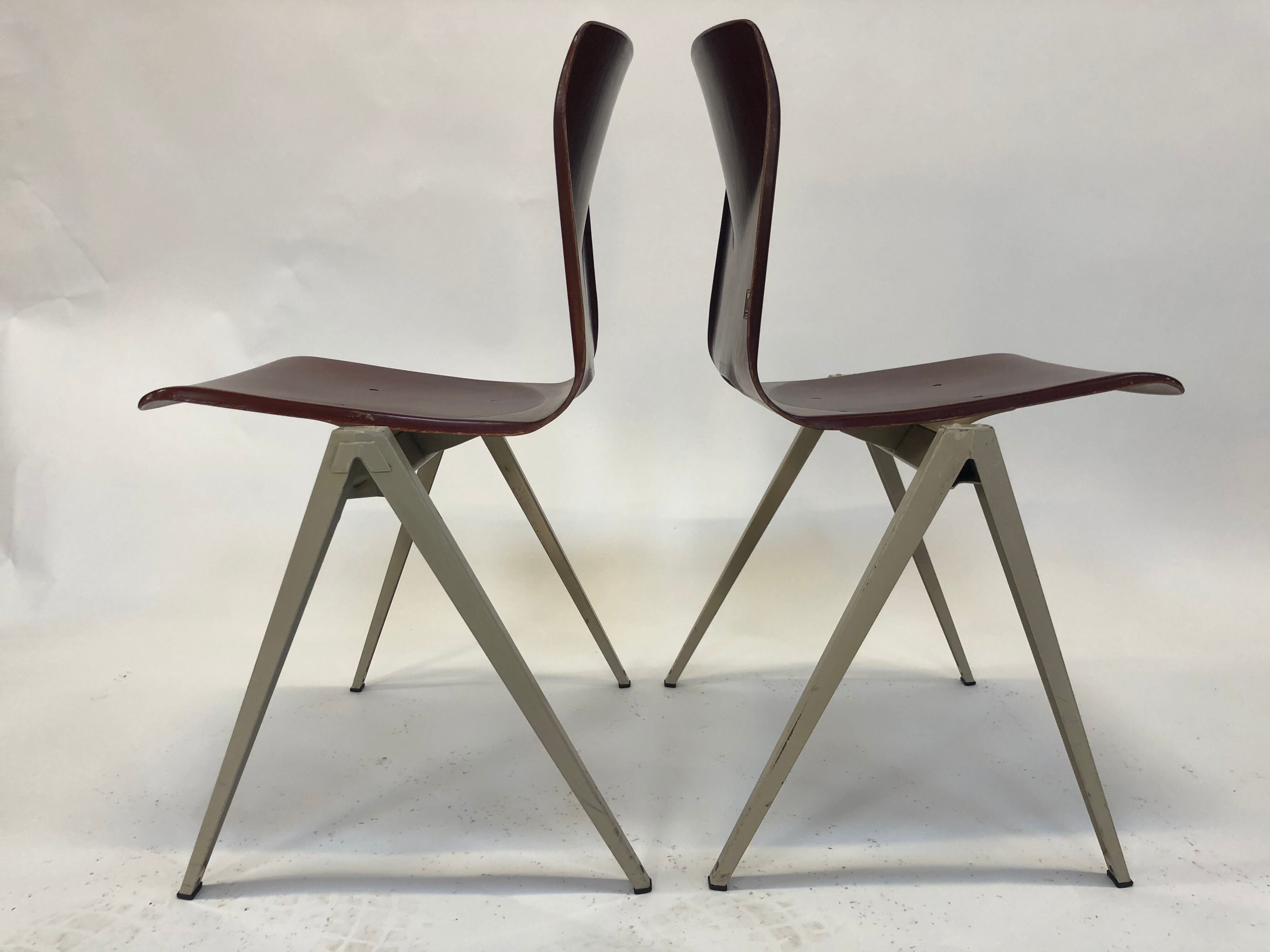Lot of 4 vintage chairs Galvanitas S22 in the Netherlands