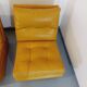 Suite de 3 chauffeuses Roche Bobois vintage en cuir jaune moutarde années 70