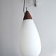Goffredo Reggiani ovoid teak and opaline pendant light, 1950s