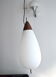 Goffredo Reggiani ovoid teak and opaline pendant light, 1950s