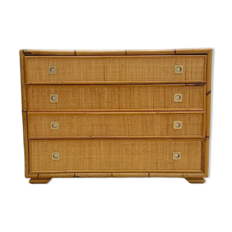 Bamboo & wicker chest of drawers