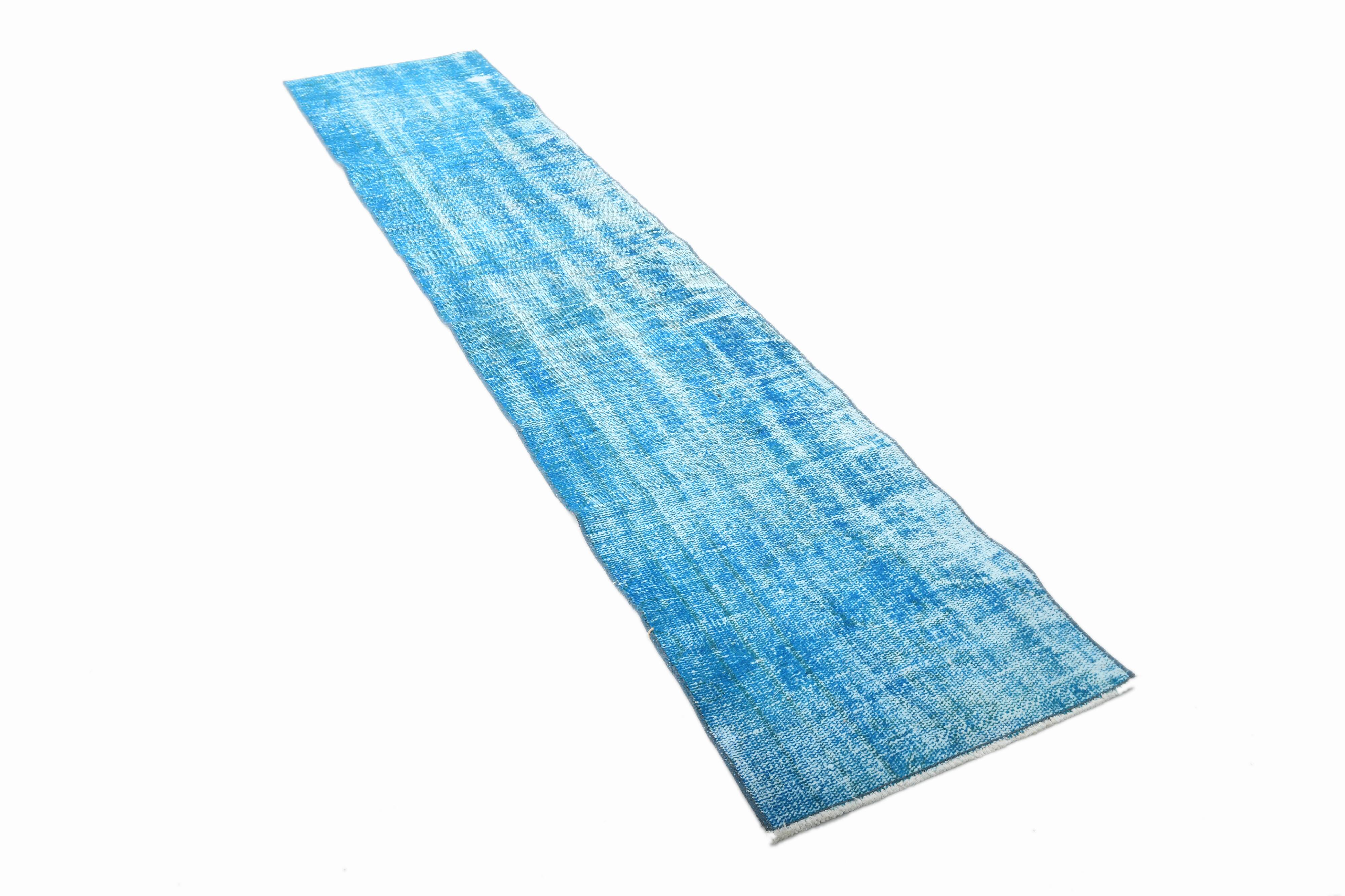 Tapis de cuisine bleu vintage, tapis couloir, 56x268 cm