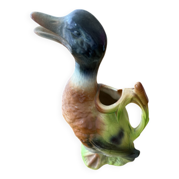 Pichet canard en barbotine