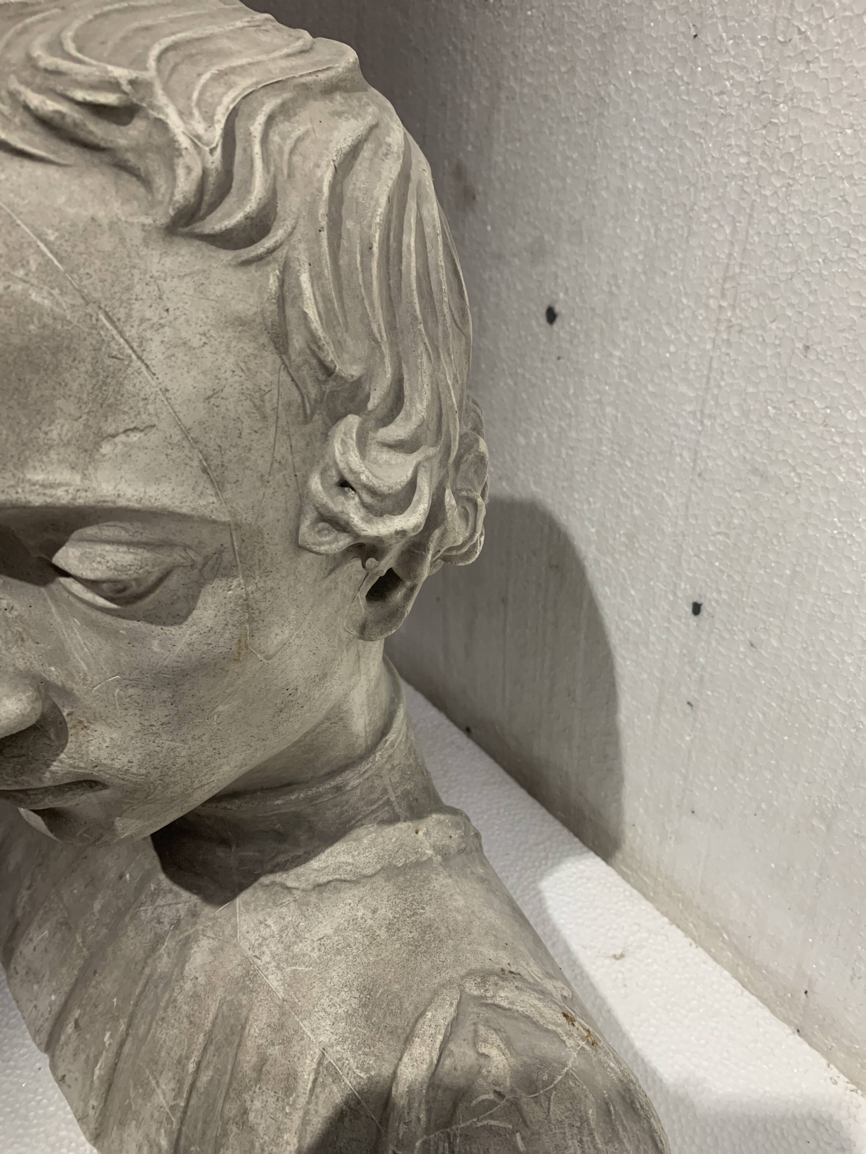 Sculpted plaster cast Bust of a young man 20th century