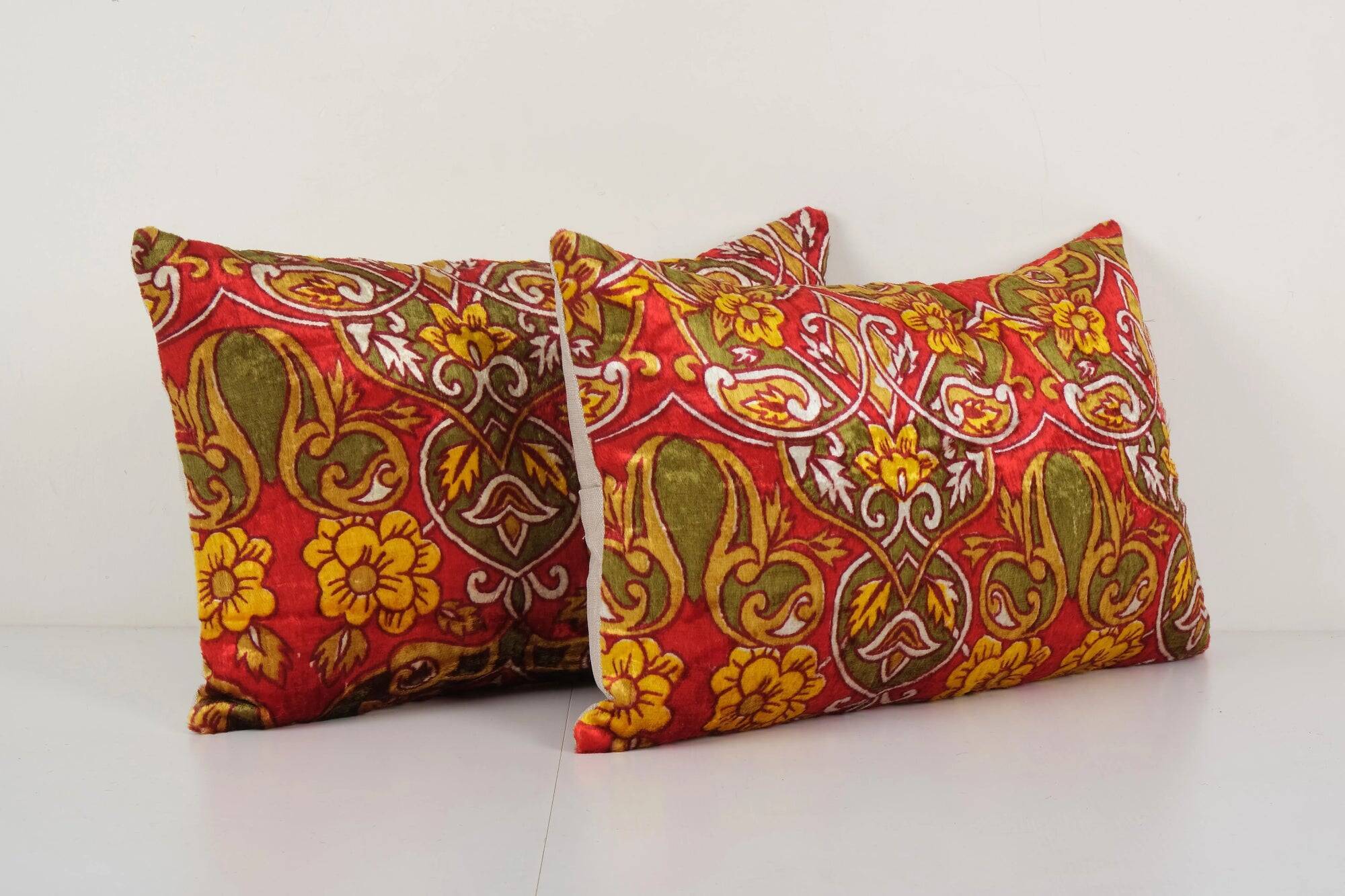 Set of 2 vintage velvet cushion covers 36x56 cm