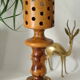 Lampe design vintage en bois d'olivier