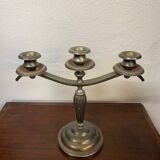 Paire de bougeoirs style art deco en metal argente