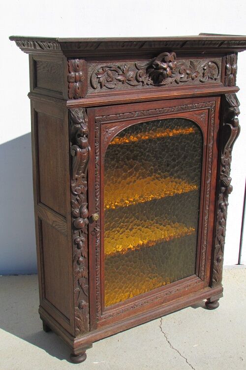 Gothic shelf showcase , solid oak