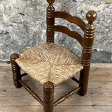 Chair Fireplace Wood & Straw Mountain Chalet Country Cottage No Dudouyt 60's