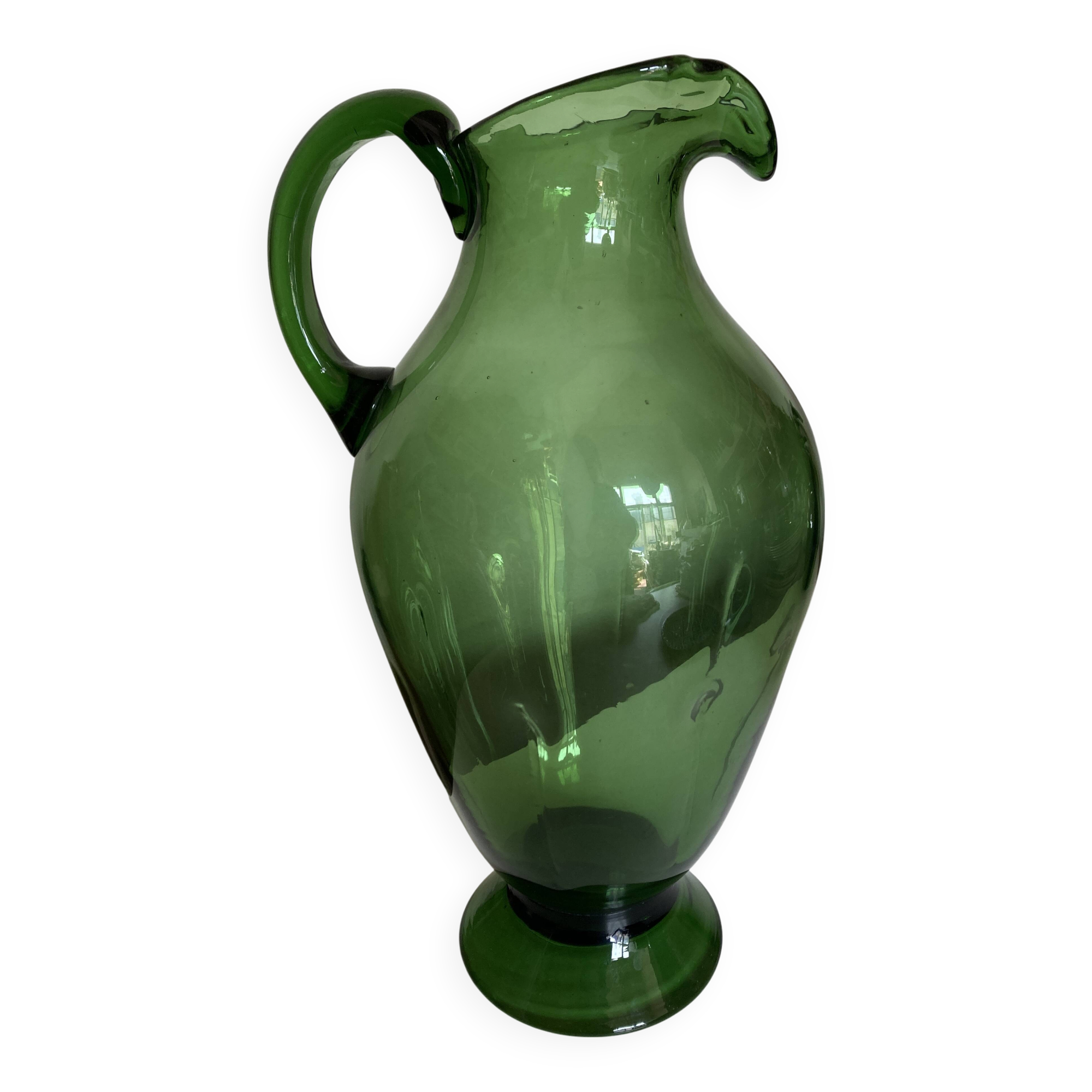 XXL glass vase pitcher from Empoli, blown, H40cm