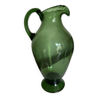 XXL pitcher vase in blown Empoli glass H40cm