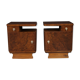 Pair of Italian nightstands in walnut and burl