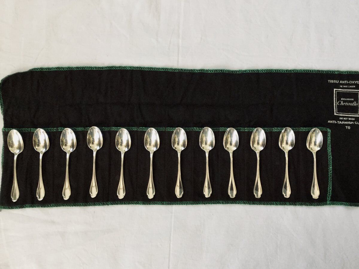 12 moka spoons Christofle alfenide pompadour