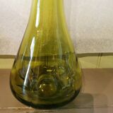 Vintage olive green glass carafe