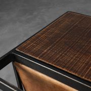 Mid-Century Magazine Holder in Metal, Wood and Leather, Belgium 1960s