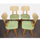 Suite de 4 chaises vertes pour Ton, 1960