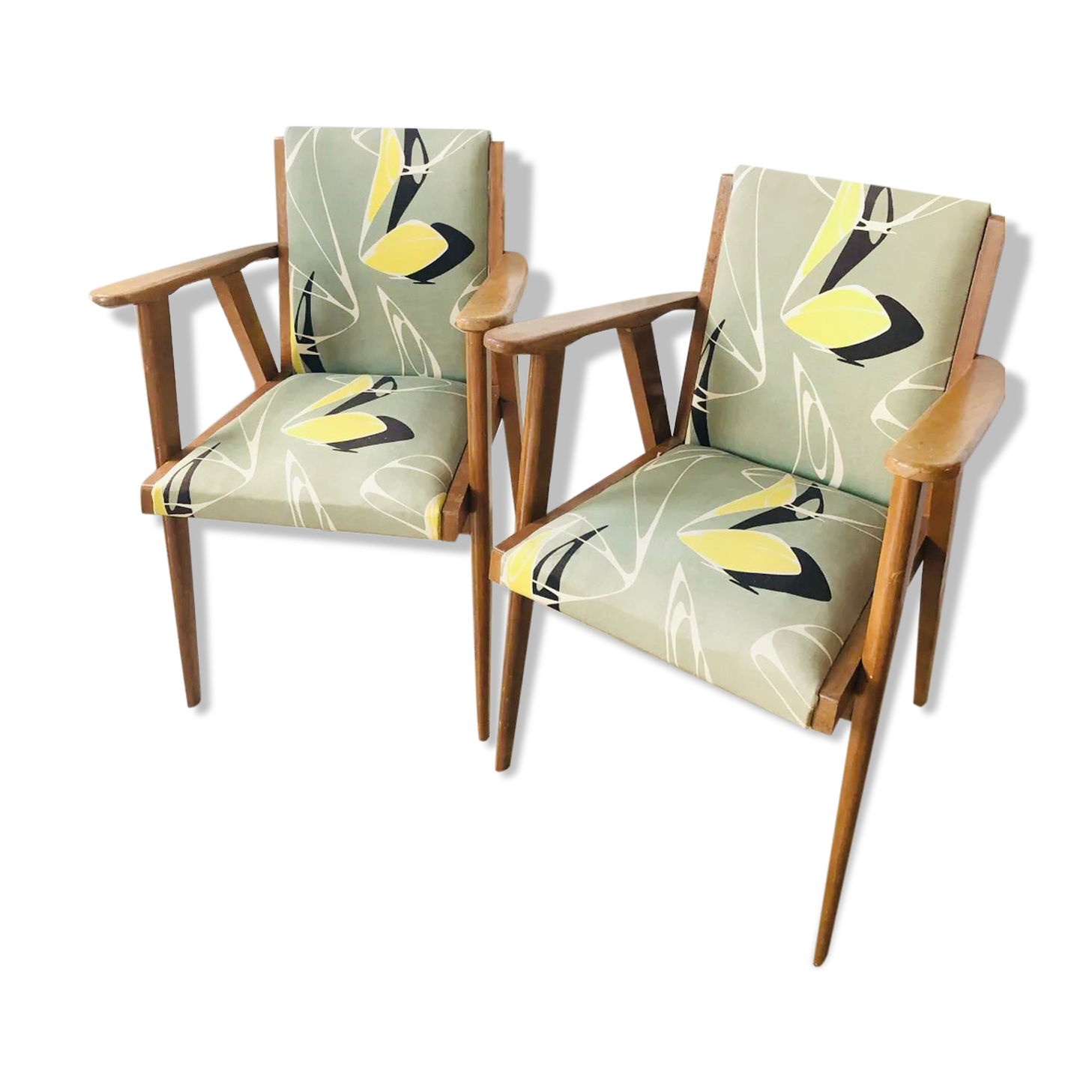 Pair of vintage bridge armchairs, 1950