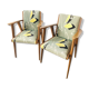 Pair of vintage bridge armchairs, 1950