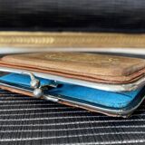 Ancien étui à cigarettes bois métal et soie 19e siècle