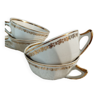 6 tasses café porcelaine F. Chauvigny, France, 1960