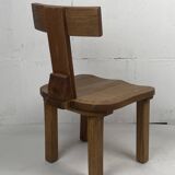 Brutalist oak low chair or children's chair, Dutch 1970s