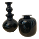 Duo of black opaline vases from the 60s and 70s