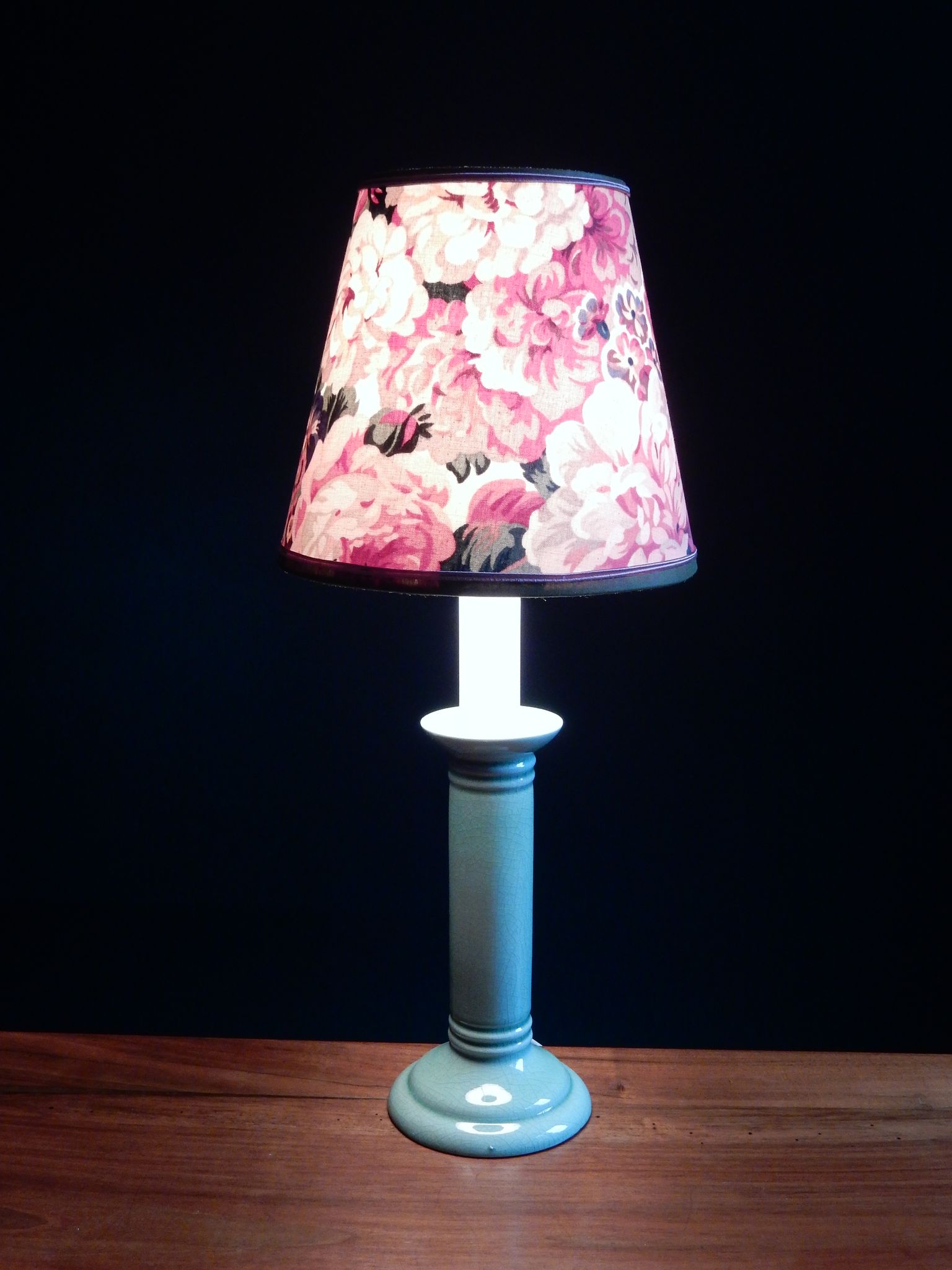 Vintage Kotska foot lamp and English floral fabric lampshade