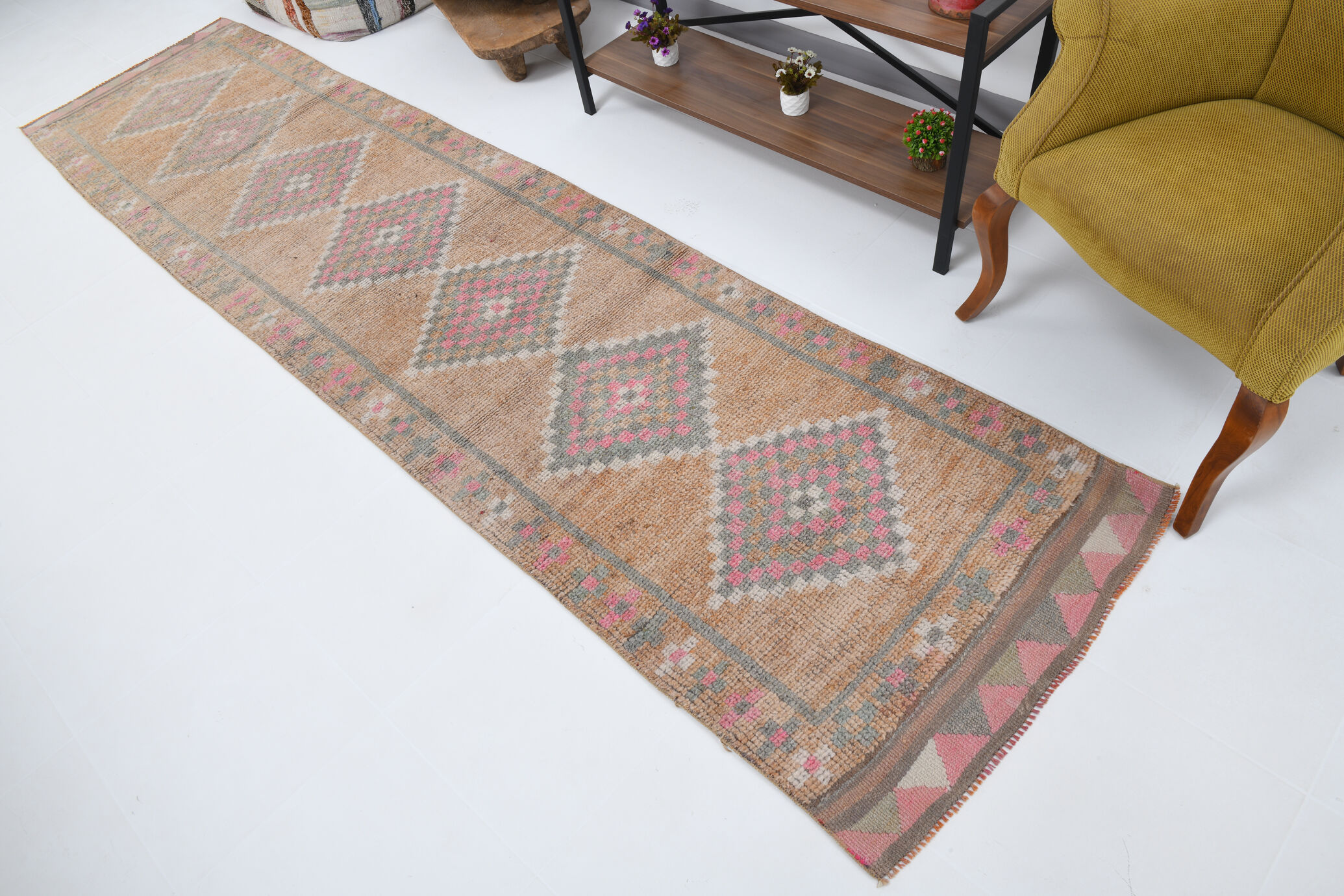 3x12 vintage oriental runner rug, 86x351cm