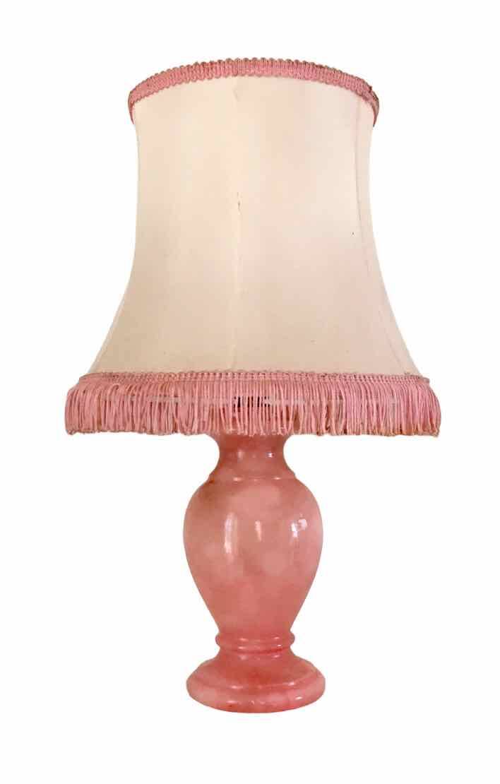 Vintage pink alabaster bedside lamp