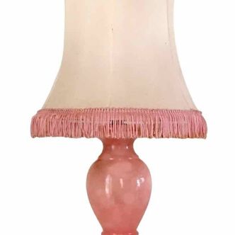 Vintage pink alabaster bedside lamp