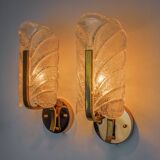 Pair of "leaf" sconces by Carl Fagerlund, Murano glass, Germany, 1970