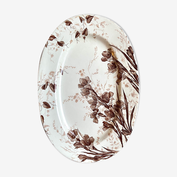Oval plate in Creil & Montereau iron, "Gladiolus" service