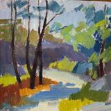 Original Swedish oil on canvas – “Saltsjöbadssommer” by Gustaf Höglund – 1969 – vintage & framed – 51 × 67 cm