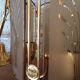 Art Deco pendant light in brass and chiseled polished glass