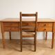 Large solid pine minister's desk with turned legs.