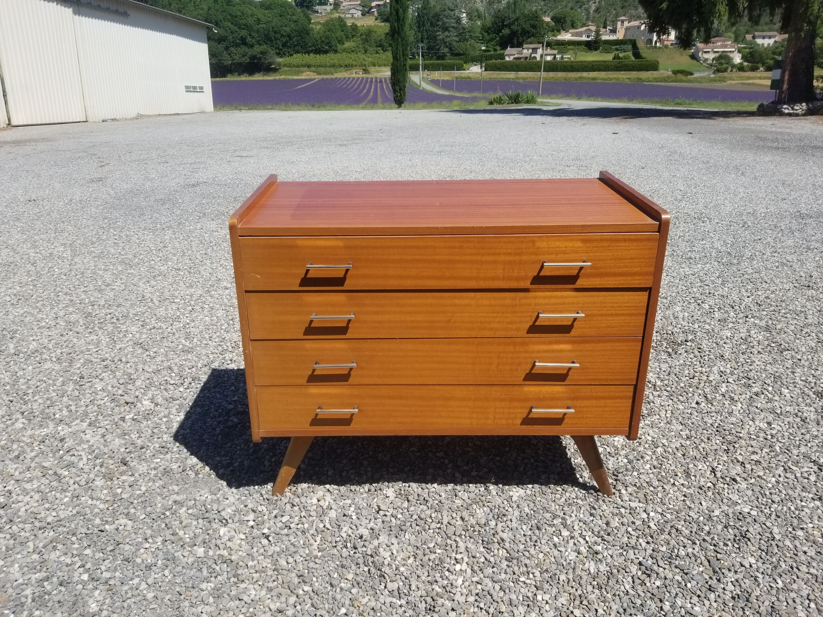 Vintage dresser 4 drawers feet compass - 60s