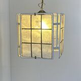 Vintage suspension, white lacquered metal and mother-of-pearl, France, 1980.